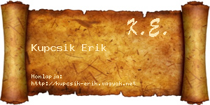 Kupcsik Erik névjegykártya